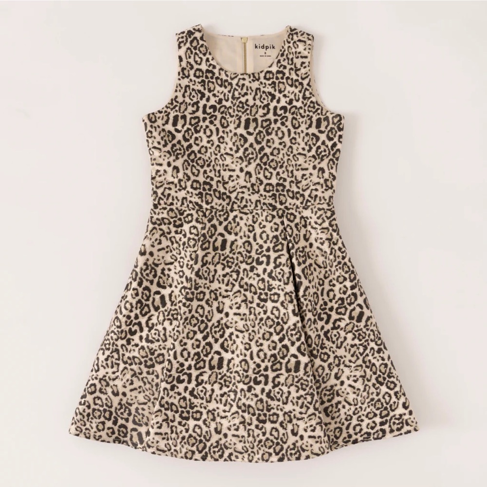 Leopard shimmer flare dress